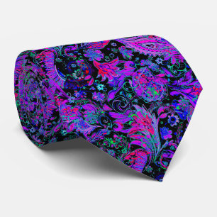 Dark Purple Blue Paisley Pattern Tie