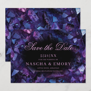 Dark Purple Boho Witch Crystals Black Wedding Save The Date