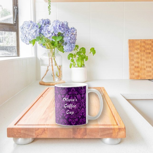 Dark Purple Brocade (Multi Pattern) Coffee Mug (Creator Uploaded)