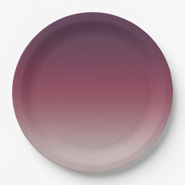 Dark Purple & Burgundy Gradient Ombre   Paper Plate (Front)