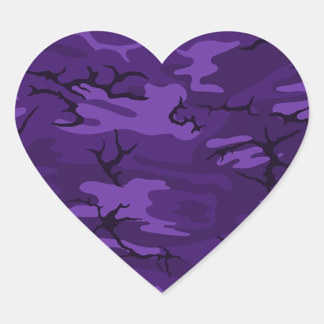 Dark Purple Camo Heart Sticker (Front)