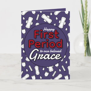Dark Purple Cartoon Pad Tampon Teen First Period Card