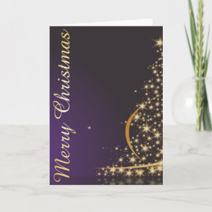 Dark purple Christmas motive with golden Christmas Card
