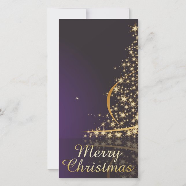 Dark purple Christmas motive with golden Christmas Holiday Card (Front)