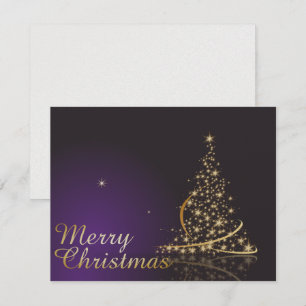 Dark purple Christmas motive with golden Christmas Invitation