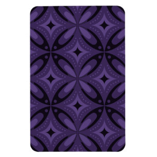 Dark Purple Colored Retro Pattern Magnet