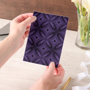Dark Purple Colored Retro Pattern Vellum Invitations