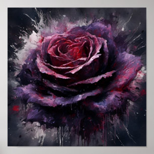 Dark purple colored rose poster