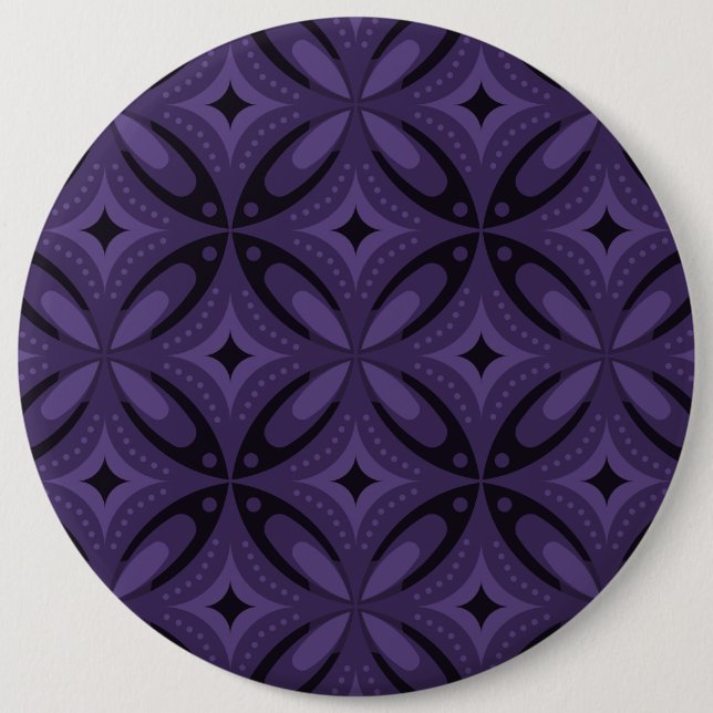 Dark Purple Coloured Retro Pattern 6 Cm Round Badge (Front)