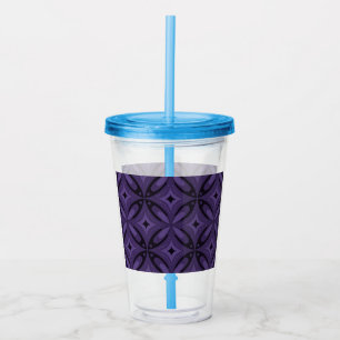 Dark Purple Coloured Retro Pattern Acrylic Tumbler