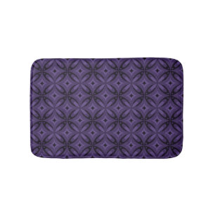 Dark Purple Coloured Retro Pattern Bath Mat