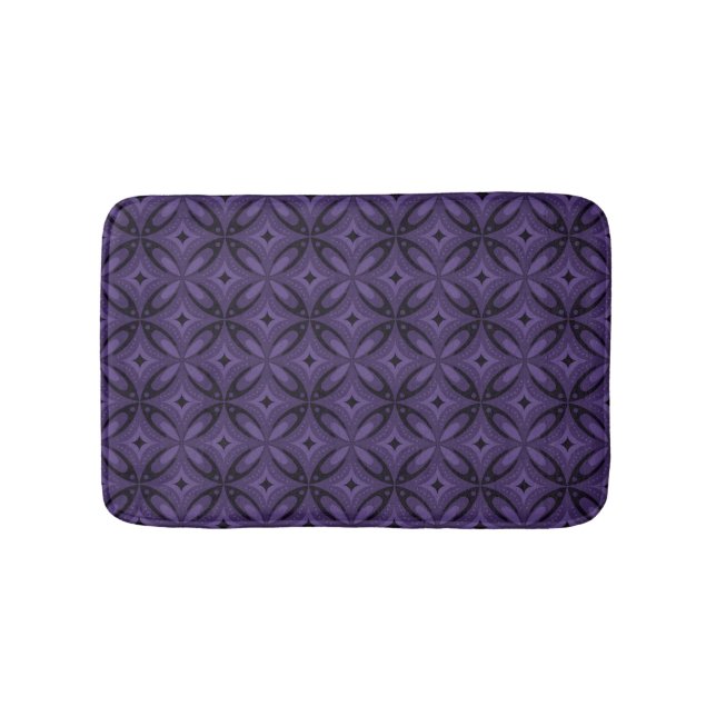 Dark Purple Coloured Retro Pattern Bath Mat (Front)