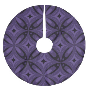 Dark Purple Coloured Retro Pattern Brushed Polyester Tree Skirt