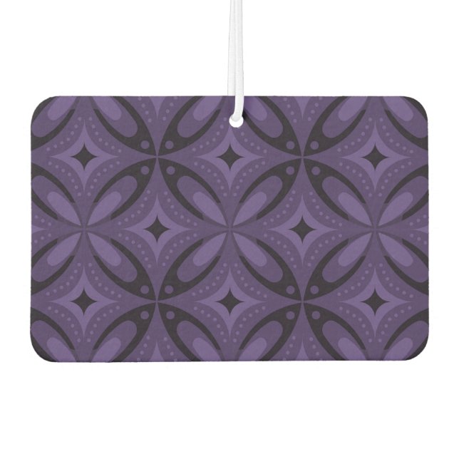 Dark Purple Coloured Retro Pattern Car Air Freshener (Front)