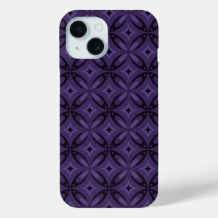 Dark Purple Coloured Retro Pattern iPhone 15 Case