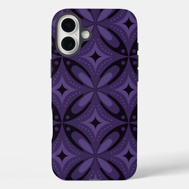 Dark Purple Coloured Retro Pattern Case-Mate iPhone Case (Back)