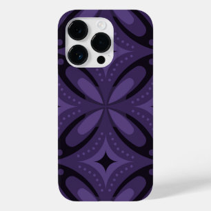 Dark Purple Coloured Retro Pattern Case-Mate iPhone 14 Pro Case