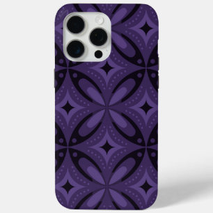 Dark Purple Coloured Retro Pattern iPhone 15 Pro Max Case