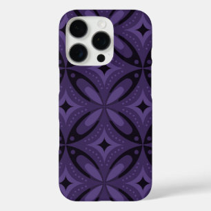 Dark Purple Coloured Retro Pattern iPhone 16 Pro Case