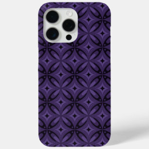 Dark Purple Coloured Retro Pattern iPhone 15 Pro Max Case