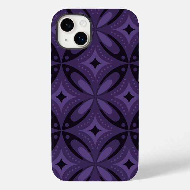Dark Purple Coloured Retro Pattern Case-Mate iPhone Case (Back)