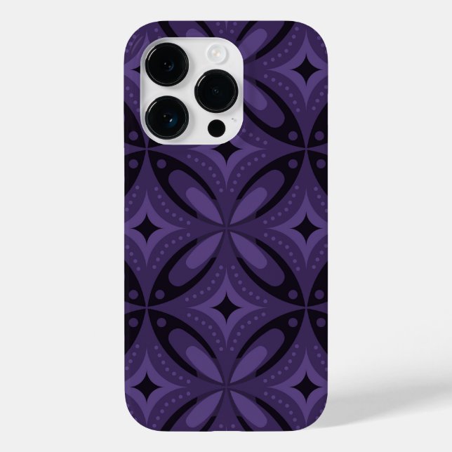 Dark Purple Coloured Retro Pattern Case-Mate iPhone Case (Back)