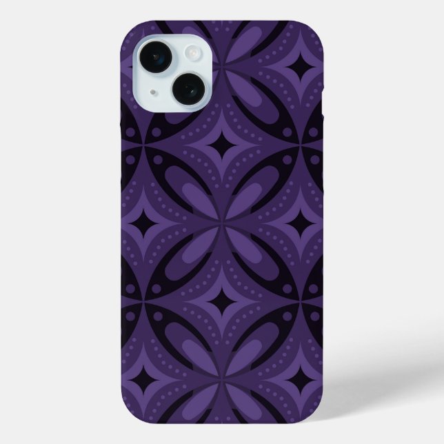 Dark Purple Coloured Retro Pattern Case-Mate iPhone Case (Back)