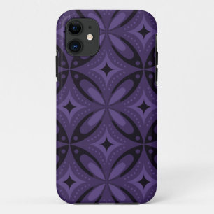 Dark Purple Coloured Retro Pattern iPhone 11 Case