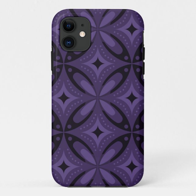 Dark Purple Coloured Retro Pattern Case-Mate iPhone Case (Back)
