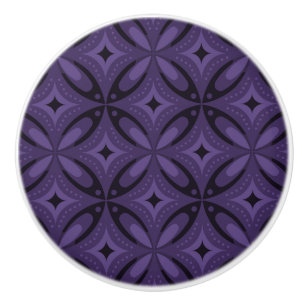 Dark Purple Coloured Retro Pattern Ceramic Knob