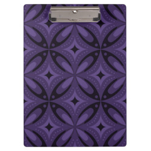 Dark Purple Coloured Retro Pattern Clipboard