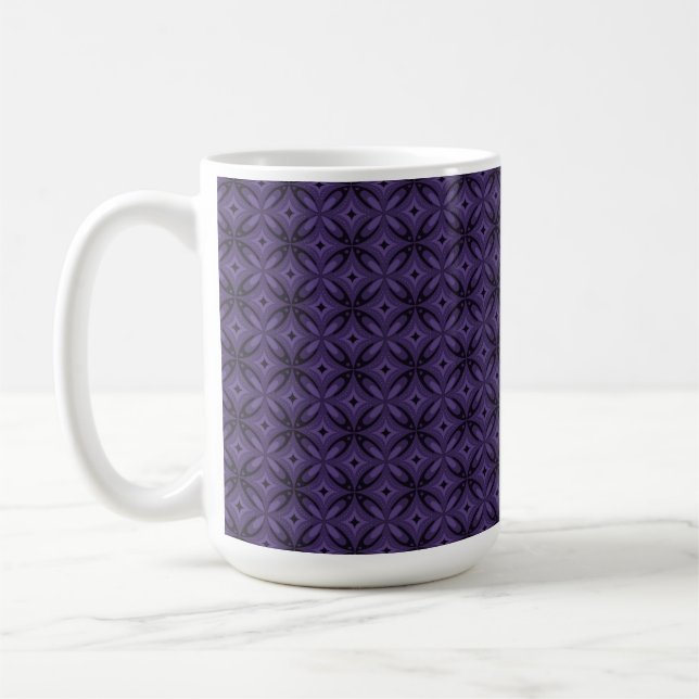 Dark Purple Coloured Retro Pattern Coffee Mug (Left)