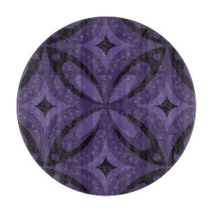 Dark Purple Coloured Retro Pattern Cutting Board