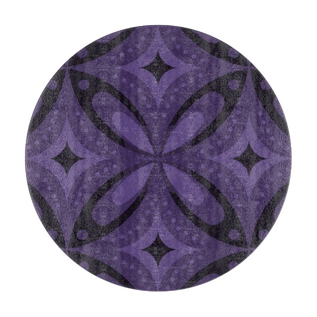 Dark Purple Coloured Retro Pattern Cutting Board (Front)