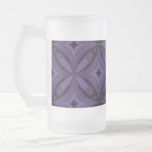 Dark Purple Coloured Retro Pattern Frosted Glass Beer Mug