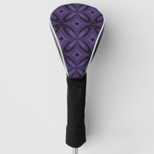 Dark Purple Coloured Retro Pattern Golf Head Cover