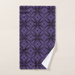Dark Purple Coloured Retro Pattern Hand Towel