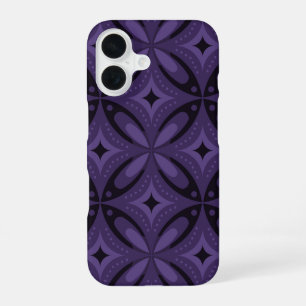 Dark Purple Coloured Retro Pattern iPhone 16 Case