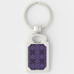 Dark Purple Coloured Retro Pattern Key Ring