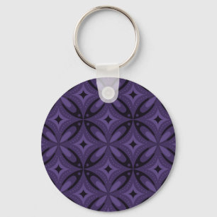 Dark Purple Coloured Retro Pattern Key Ring