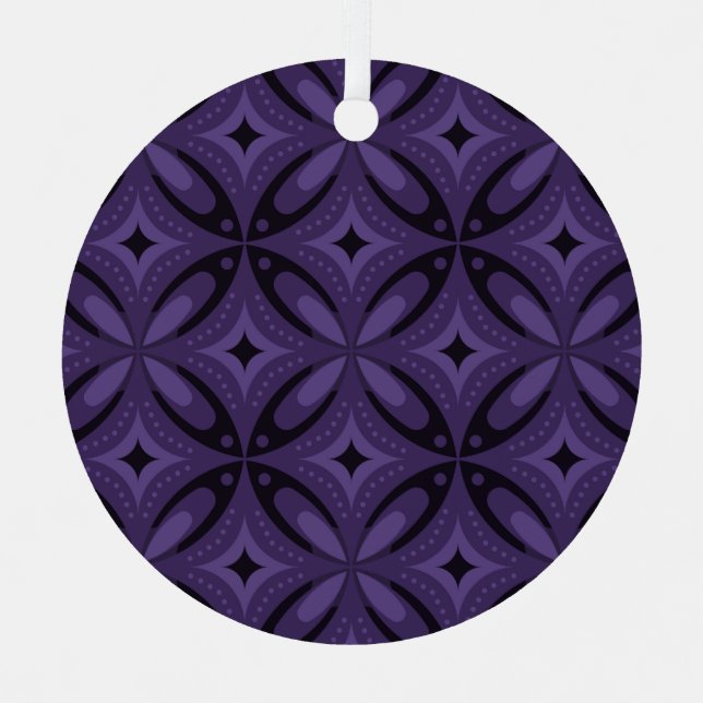 Dark Purple Coloured Retro Pattern Metal Tree Decoration (Front)