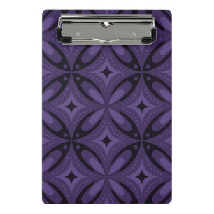 Dark Purple Coloured Retro Pattern Mini Clipboard