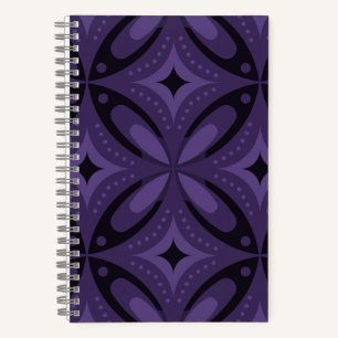Dark Purple Coloured Retro Pattern Notebook