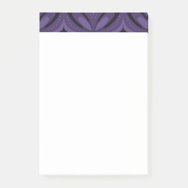 Dark Purple Coloured Retro Pattern Post-it Notes (Front)