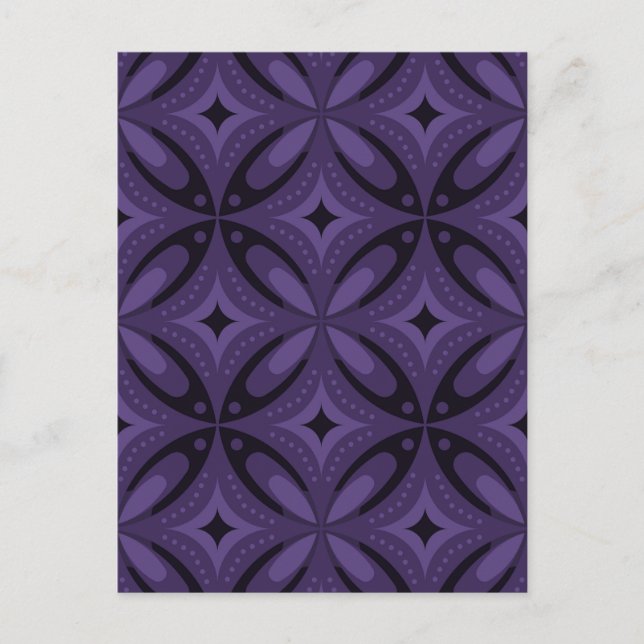 Dark Purple Coloured Retro Pattern Postcard (Front)