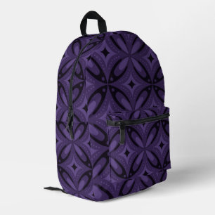Dark Purple Coloured Retro Pattern Printed Backpack