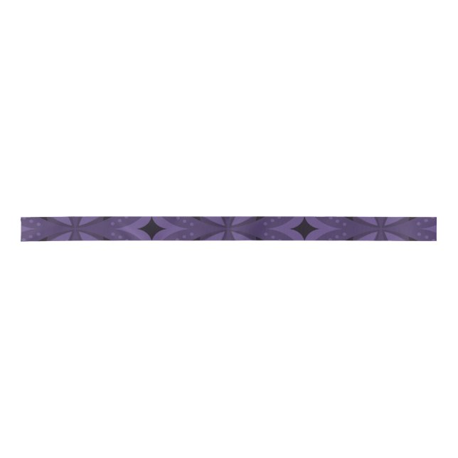 Dark Purple Coloured Retro Pattern Satin Ribbon (Front)