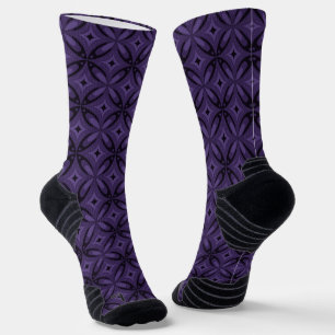 Dark Purple Coloured Retro Pattern Socks