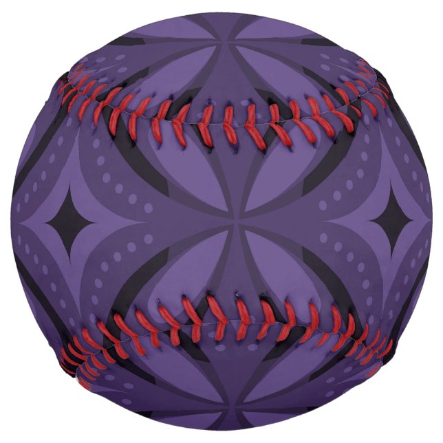 Dark Purple Coloured Retro Pattern Softball (Front)