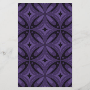 Dark Purple Coloured Retro Pattern Stationery
